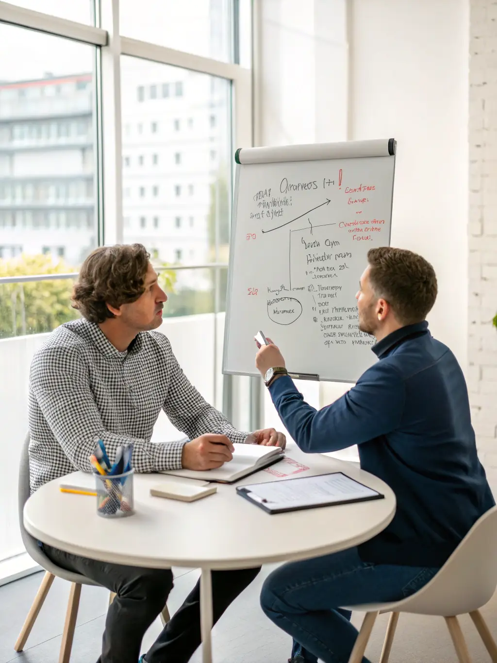 A professional image of a coach actively listening and engaging with a client during a coaching session, emphasizing the personalized support offered by Awakened Aura Coaching.